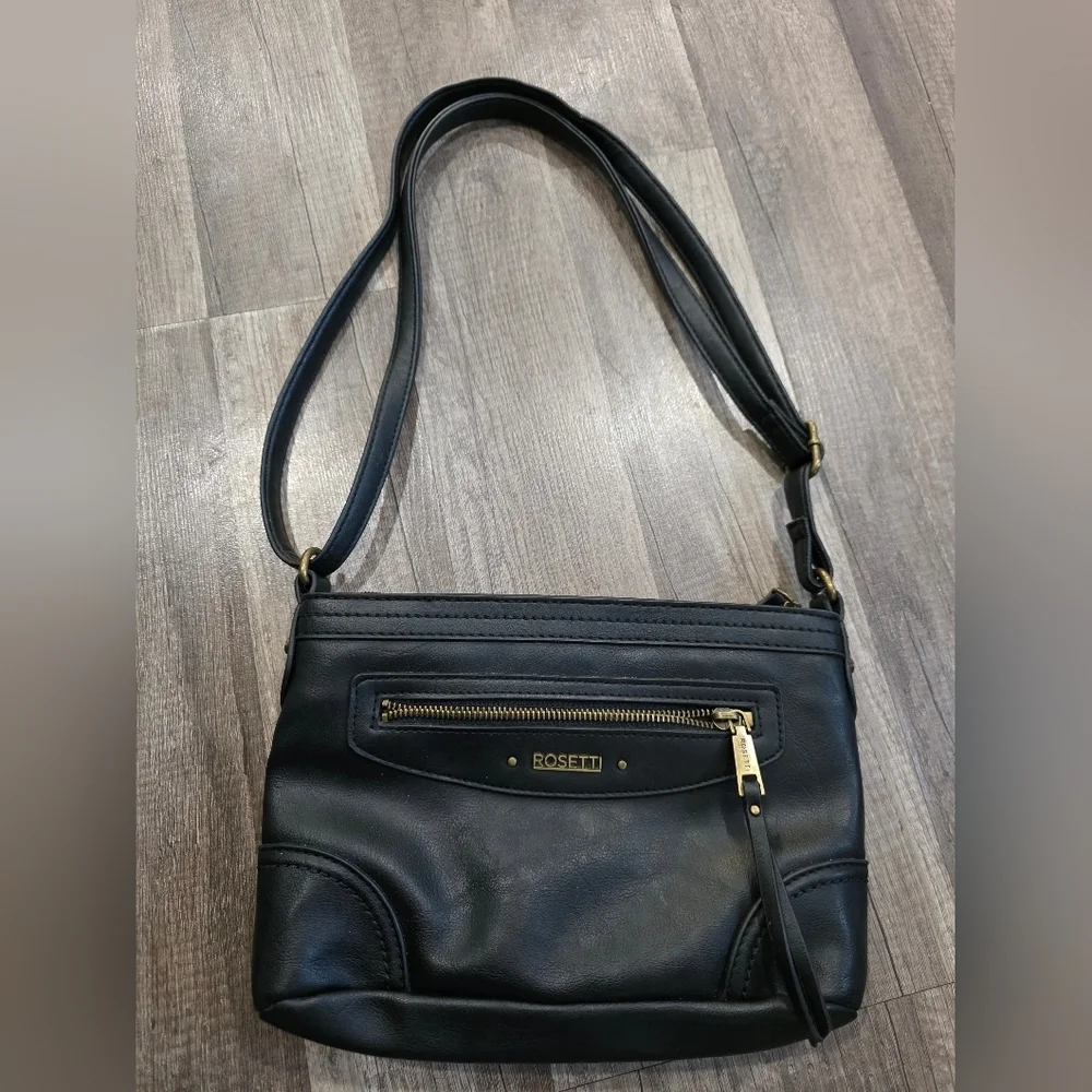 Rosetti Black Vegan Leather Crossbody Bag Classy Elegant Boho Bikercore Western